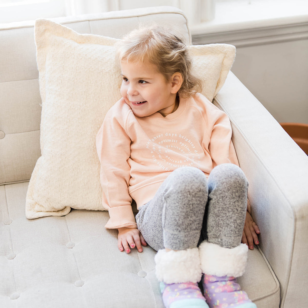 Kids | Mila Crew Neck Sweatshirt | Sunshine | Apricot