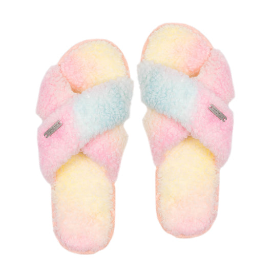 Carlie Criss Cross Recycled Slipper | Rainbow