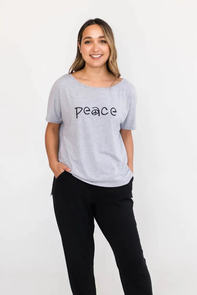 Lola Ballerina Neck Tee with Side Slits | Light Grey